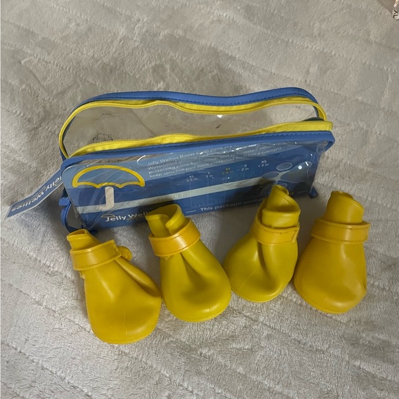 Jelly Wellies Yellow Dog Boots with Blue Carry Case - Picture 1 of 4